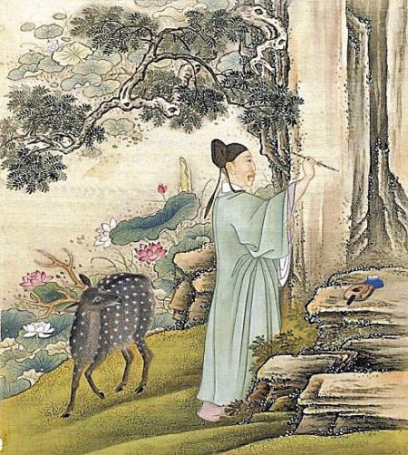 戴纱帽、扮士人书写的雍正皇帝